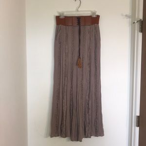 Beige crepe wide-legged pants